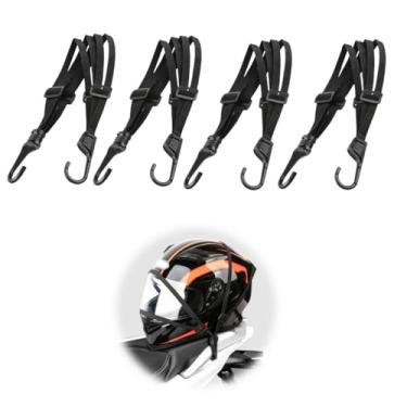 Imagem de Pacote com 4 alças de motocicleta para bagagem de capacete, 60 cm (23,6 pol.), alças de bagagem de capacete de motocicleta cinto de liberação rápida com 2 ganchos corda de capacete, cordão altamente
