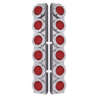 Imagem de United Pacific Suporte de limpador de ar traseiro 37346 PB SS com 12 x 9 luzes refletoras e bisel LED de 5 cm - LED vermelho e lente