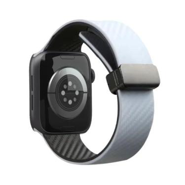 Imagem de Pulseira Borracha Fecho Magnetico Carbono Para Apple Watch - Baú do Vi