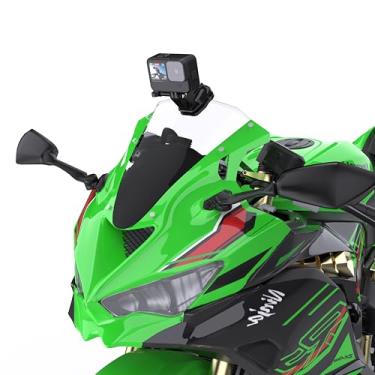 Imagem de Lupholue Suporte de clipe de para-brisa de motocicleta para GoPro Hero 13 12 11 10 9 8 7, Insta360 X4 X3 X2 X ONE RS R, DJI Osmo Action, Smartphone (curto)