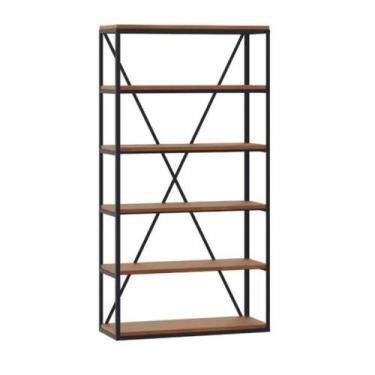 Imagem de Estante com Base de Ferro e Prateleiras em Madeira - Tommy Design - Me