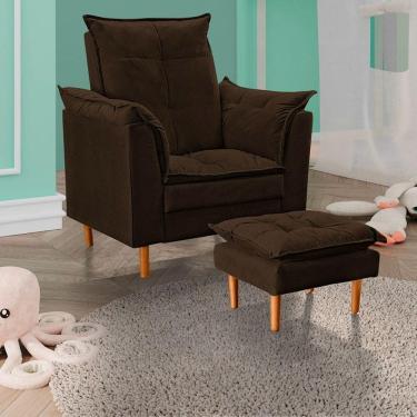 Imagem de Poltrona De Amamentação Com Puff Quarto De Bebê Liz Suede Cor:marrom