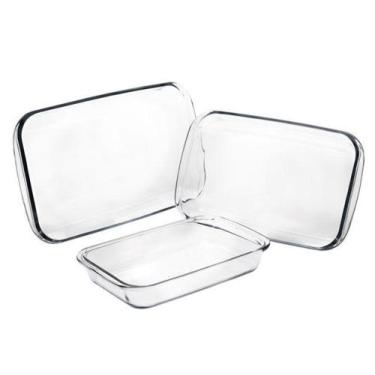 Imagem de Conjunto de Assadeiras Marinex - Retangular de Vidro 3 Peças Celebrity
