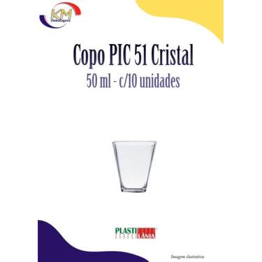 Imagem de Copo PIC 51 Cristal 50 ml c/10 unid. - Plastilânia - mousse, sobremesa