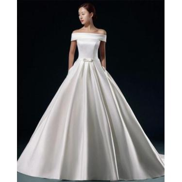 Imagem de Vestido De Noiva Decote Canoa Moderno Boho Chic Princesa - AUGUI Noiva