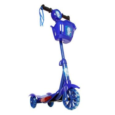 Imagem de Brinquedo Infantil Patinete Scooter 3 Rodas Com Cesta Luz E Som Azul A