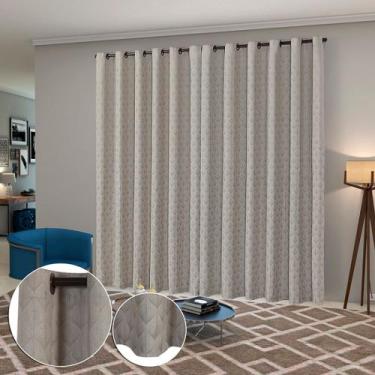 Imagem de Cortina Sala e Quarto Tecido Jacquard Linho 3,00 m x 2,50 m Folhas - C