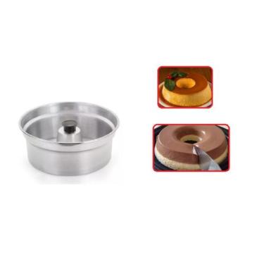 Imagem de Assadeira Tabuleiro Forma Redonda Em Alumínio Para Pudim Com Pegador Q