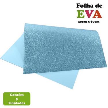 Imagem de Pacote Eva Emborrachado 5 Unidades C/ Glitter 40x60cm - LeoArts, Azul 
