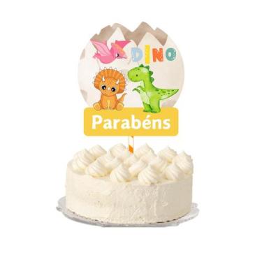 Imagem de Topo de Bolo Dinossauro Personalizado - Folia de Cores