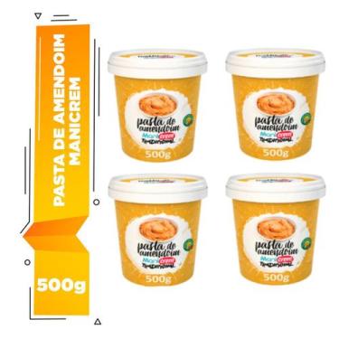 Imagem de Kit 04 Manicrem Pasta De Amendoim Tradicional - 500g