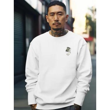 Imagem de Blusa De Frio Moletom Masculino Sem Capuz Careca Flanelado Algodão Mão