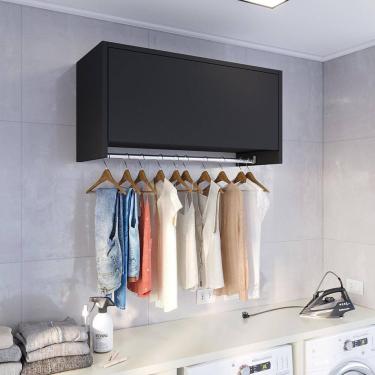 Imagem de Armário Suspenso 1 Porta Delta Para Lavanderia com 1 Organizador Cabideiro