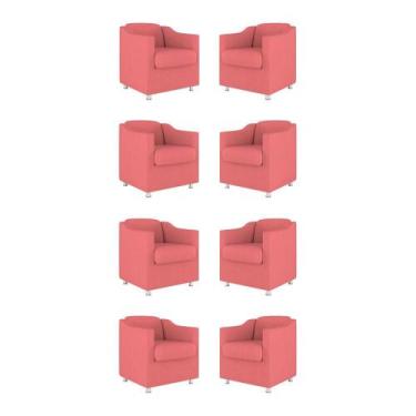 Imagem de Kit 08 Poltronas Decorativas Sala de Espera Clinica Tecido - Balaqui D