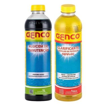 Imagem de Kit Piscina Genfloc Clarifica + Algicida Manutenção 1L Genco