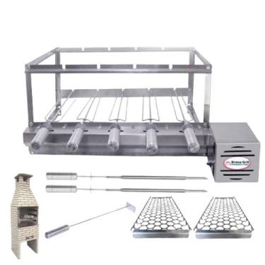 Imagem de Combo Brasa Grill Gira 5 Espetos para Churrasqueiras Pré Moldadas de 6