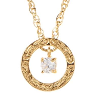 Imagem de piena Colar feminino com pingente havaiano, cirúrgico, aço inoxidável, 316L, círculo redondo, plumeria, flor, rolagem ondulada, Nalu, Metal, Zircônia cúbica