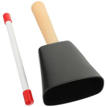 Imagem de 1 conjunto de sino de vaca de metal com martelo instrumento vibraslap infantil sino de vaca sinos de mão escolar sinos de serviço de percussão tambor de vaca sino de vaca toca de mão plástico música
