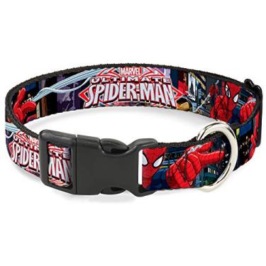 Imagem de Buckle-Down Coleira de gato Breakaway The Ultimate Spider Man Swinging City Poses 15,4 a 22,5 cm de largura