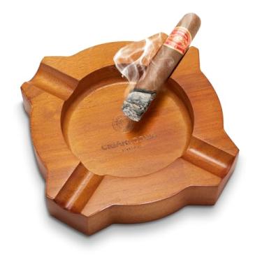 Imagem de Cinzeiro de charuto de madeira para ambientes externos e internos acessórios para charutos cinzeiros para cigarros com 4 compartimentos sólidos duráveis suporte para charutos, bandeja de cinzas de