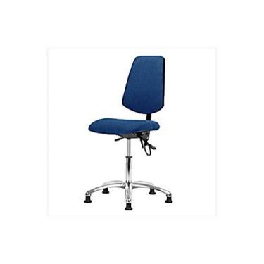 Imagem de Thomas Cadeira de mesa de tecido ESD 1163R61 com encosto médio, base cromada, sem inclinação, sem braços, rodízios ESD, azul
