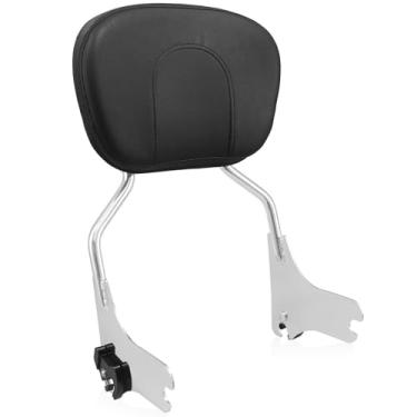 Imagem de NOVALLA Almofada traseira destacável Sissy Bar do encosto do passageiro adequada para Harley Davidson Touring Street Glide Road Glide Road King Electra Glide Ultra Limited 1997-2008 (Chrome)
