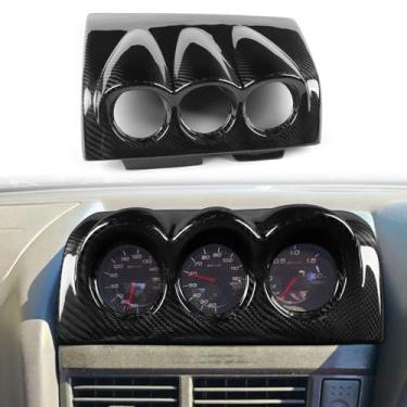 Imagem de FINMOKAL Fibra de carbono 5.1 cm 52 mm painel central painel painel tampa guarnição compatível com Nissan Skyline R34 GTR GTT 1999-2004