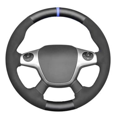 Imagem de MEWANT Capa de volante preta costurada à mão para Ford Focus 2012-2014 / Escape 2013-2016 / C-MAX 2013-2018 Acessórios de volante para Ford Focus