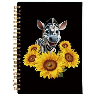 Imagem de Ecezatik Caderno Zebra – Caderno de girassol, presentes de zebra para mulheres e meninas, presentes engraçados de zebra, presentes para amantes de animais, caderno espiral 14 x 21 cm