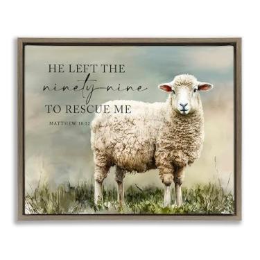 Imagem de Stupell Industries Left The Ninety Nine Proverb Framed Floater Canvas Wall Art Design por Molly Mattin, moldura flutuante marrom, 53 x 43 cm
