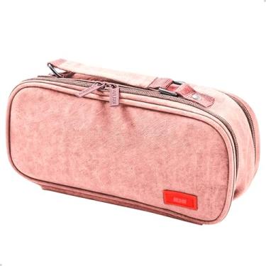 Imagem de Estojo Escolar Box Organizador Divisorias Compartimento Bolsinha Porta Caneta Lapis (Rosa)