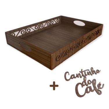 Imagem de Bandeja Arabesco Pequena Cantinho do Café MDF Decorada - Império Utili