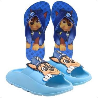 Imagem de Kit 2 Pares Slide Nuvem Chinelo Infantil Menino Nexa Patrulha Azul Lan