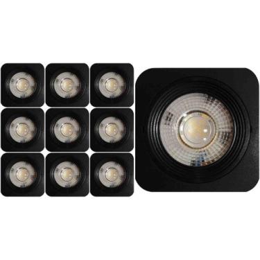 Imagem de KIT 10 SPOT LED QUADRADO FIXO SOBREPOR 5W BRANCO QUENTE 3000k PRETO BI