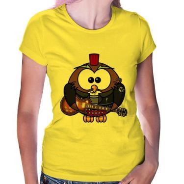 Imagem de Baby Look Coruja Rock Guitarra - Foca na Moda, Amarelo, M