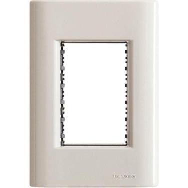 Imagem de Placa 3 Postos 4x2 Tramontina Giz Fendi Soft Touch Suporte Tramontina