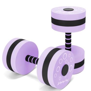 Imagem de Halteres para exercícios aquáticos, 2 peças de halteres Aqua Fitness, conjunto de halteres de EVA com espuma de água, conjunto de halteres de pesos de piscina para perda de peso de hidroginástica,