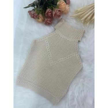 Imagem de Blusinha Cropped Regata Frente Única Feminina Gola Alta Garrafinha Com