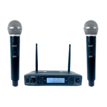 Imagem de Microfone Sem Fio UHF Duplo MXT 527M, Sistema Profissional com 2 Microfones de Mão, Display LCD, Frequência 50Hz-15kHz