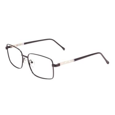 Imagem de JRLLFD Armação de óculos retangular grande de metal com aro completo e dobradiça de mola para lentes (tamanho único/preto)