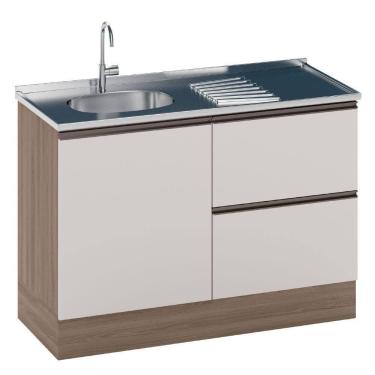 Imagem de Balcão Para Pia Etna 120 Cm 1 Porta Carvalho Oak Off White Poliman