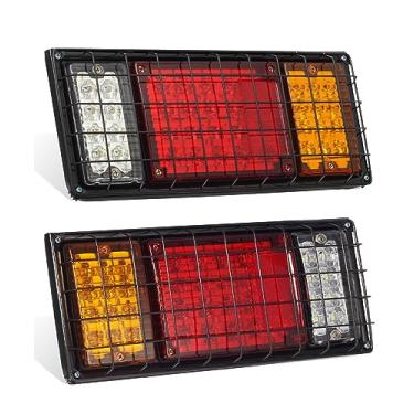 Imagem de Partsam Kit de barra de luzes traseiras de reboque de caminhão, 2 peças, 40 LEDs à prova d'água, luz de freio, luz de ré, com proteção de rede de ferro, 5 fios 10 V-30 V para caminhão, barco, trailer