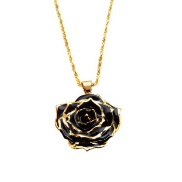 Imagem de Eternal Rose Colar - Colar com pingente de rosa mergulhada em ouro 24k - Presente para ela, Ouro, Sem Pedra Preciosa