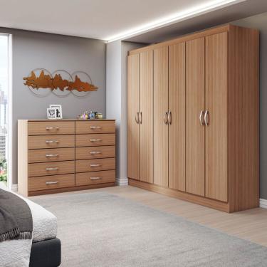 Imagem de Guarda-Roupa Casal Harper 6 Portas 2 Gavetas com Cômoda 10 Gavetas Demolição