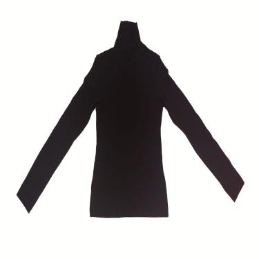 Imagem de Blusa Feminina Manga Longa Gola Alta Preto GG Algodão - Basic+