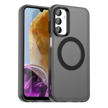 Imagem de Capa compatível com Samsung Galaxy F15 5G, suporta carregamento sem fio, capa magnética à prova de choque, compatível com Samsung Galaxy M15 5G, capa preta