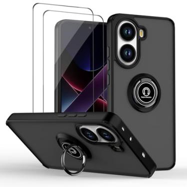 Imagem de QUIETIP Capa compatível com Xiaomi Poco X7 Pro 5G com protetor de tela, TPU + anel magnético de policarbonato rígido, capa de suporte para carro, preta