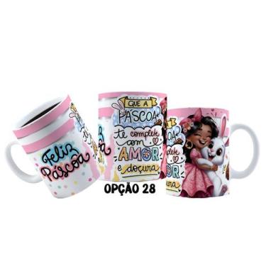 Imagem de Caneca 325ml Plástico Feliz Páscoa Fofa Coelhinhos Mimos - LARANJA E M
