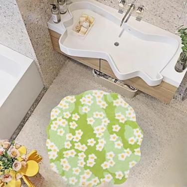 Imagem de Layery Tapete redondo, 5 x 5 cm, macio, verde, musgo, flores, grama, felpudo, fofo, antiderrapante, lavável, tapetes de alto tráfego para berçário, quarto de crianças, dormitório, quarto, sala de