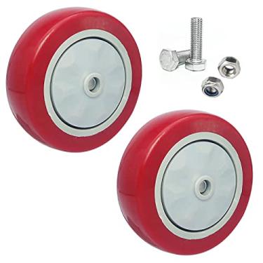 Imagem de Rodas de carrinho de pressão, rodízios BESUNTEK de plástico de PVC resistente de 12 cm, kit de substituição de roda de carrinho com rolamento de esferas de precisão para carrinho de compras, carrinho